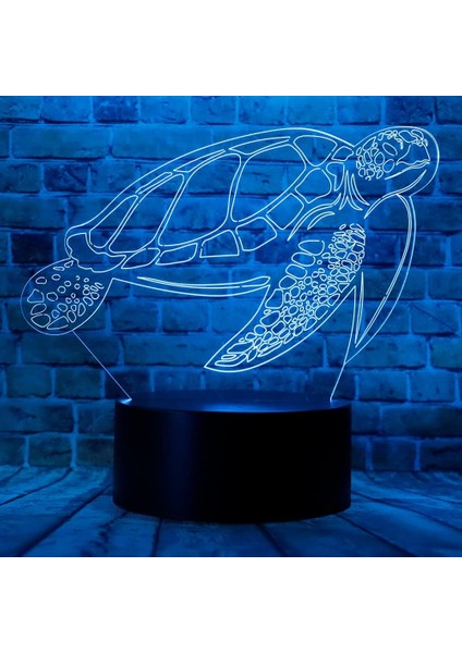 Sevimli Deniz Yaşamı Okyanus Deniz Kaplumbağası Anime Figürü 3D LED Optik Illüzyon Uzaktan Kumandalı Uyku 7 Renkler Yatak Odası U Masa Lambası Çocuklar Doğum Günü Noel Hediyeler (Yurt Dışından)