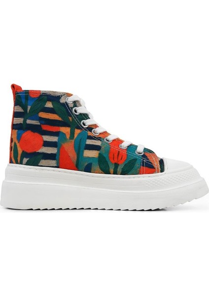 Kadın Vegan Çok Renkli Kalın Taban High Sneakers - Blossom Hug Tasarım fırsatları