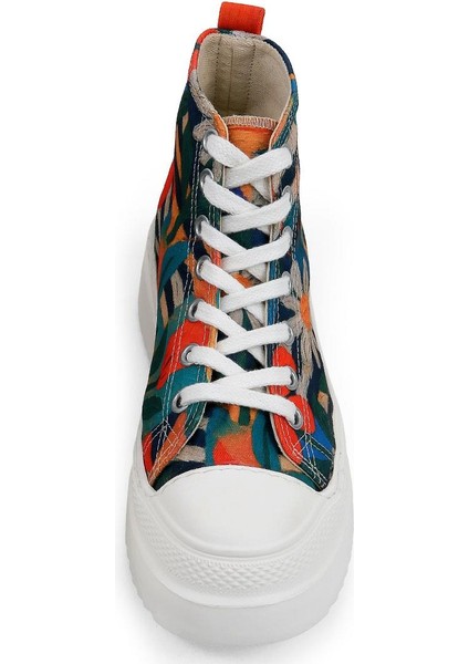 Kadın Vegan Çok Renkli Kalın Taban High Sneakers - Blossom Hug Tasarım indirimleri