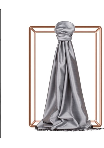 Ipekevi Çift Taraflı Düz Renk Ipek Şal 00927 | Gümüş