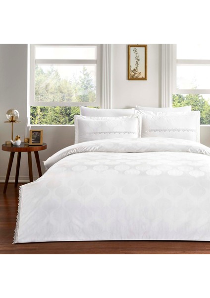 Glienn Jakar Çift Kişilik Nevresim Takımı Beyaz