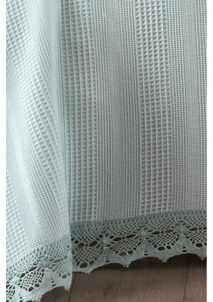 Dantelli Tek Kişilik Waffle Pike- %100 Pamuk Petekli PIKE-160X230 Cm-Mint fiyatları