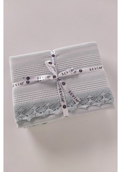 Dantelli Tek Kişilik Waffle Pike- %100 Pamuk Petekli PIKE-160X230 Cm-Mint fırsatları