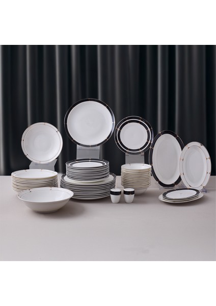 Crystal Provence Black 56 Parça 12 Kişilik Yemek Takımı