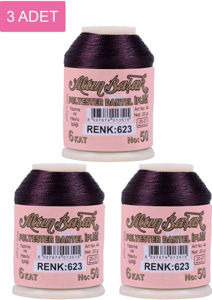 3 Adet Altınbaşak Oya ve Dantel Ipi 20 gr - Royaleks - No: 623