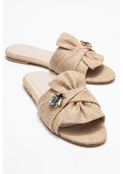 Donald Bej Hasır Fiyonklu Arı Tokalı Kadın Terlik