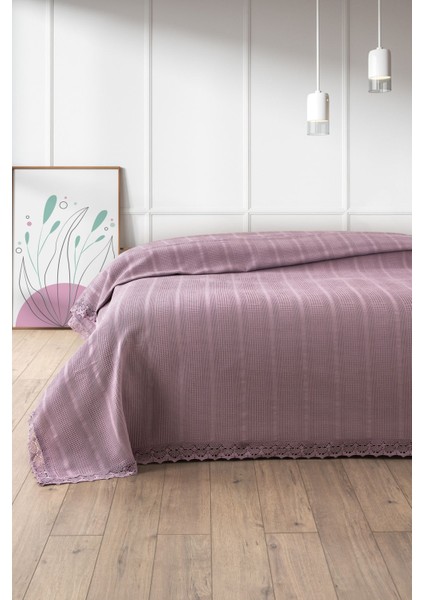 Tek Kişilik Kopanaki Dantelli Waffle PIKE-160X230 Cm-Lila