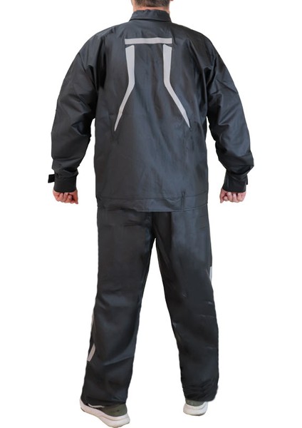 Motorcu Yağmurluk %100 Su Geçirmez Dikişsiz Ön Arka Çift Reflektör Fermuarlı Paçalar Sıcak Frekans Yapıştırma Özel Tasarım Garantili fırsatları