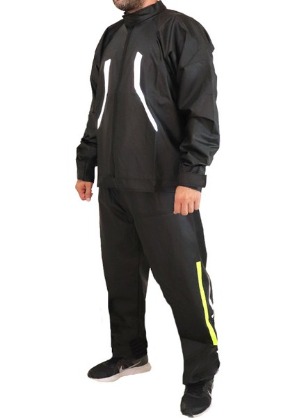 Motorcu Yağmurluk %100 Su Geçirmez Dikişsiz Ön Arka Çift Reflektör Fermuarlı Paçalar Sıcak Frekans Yapıştırma Özel Tasarım Garantili indirimleri