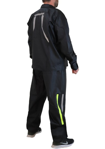 Motorcu Yağmurluk %100 Su Geçirmez Dikişsiz Ön Arka Çift Reflektör Fermuarlı Paçalar Sıcak Frekans Yapıştırma fiyatları