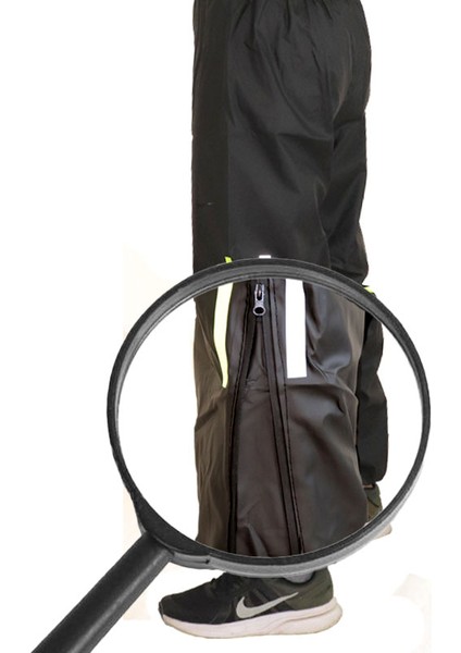 Motorcu Yağmurluk %100 Su Geçirmez Dikişsiz Ön Arka Çift Reflektör Fermuarlı Paçalar Sıcak Frekans Yapıştırma