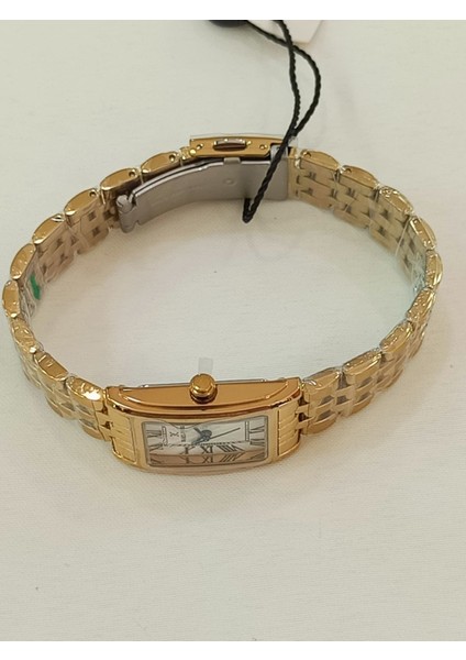 DKE.1.10863-2 Romen Rakamlı Dikdörtgen Kadran Metal Kordon Metal Kasa 3 Atm Suya Dayanıklı Altın Renk Kadın Kol Saati fırsatları