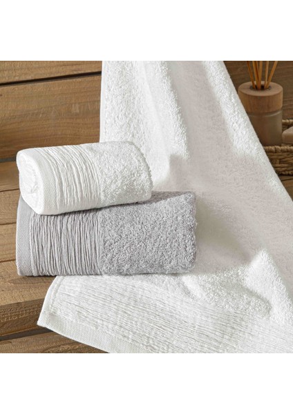 Lume 6'lı Pamuk Havlu Seti Beyaz Gri modelleri