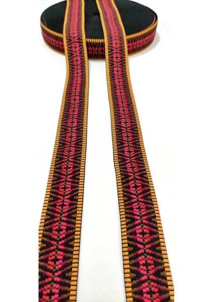 Bordo Turuncu Etnik Dar Dokuma Şerit