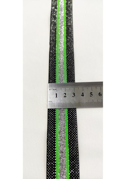 Siyah Gümüş Yeşil Simli Dar Dokuma Şerit fırsatları