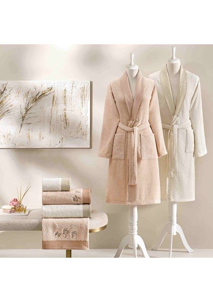 Mira Pure Cotton Pamuk Aile Seti Somon Ekru