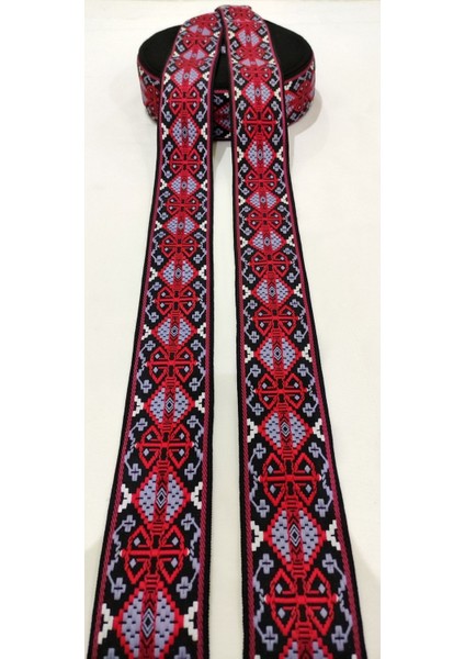 Siyah Bordo Kilim Desen Etnik Şerit