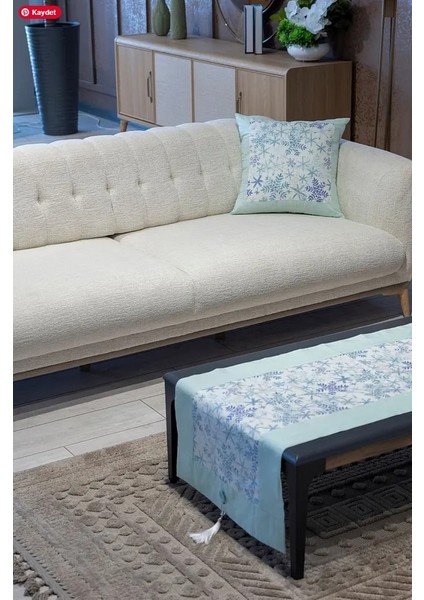 Pamuklu Kumaş Runner ve Kırlent Takımı (55X165 cm Runner; 2 Adet 50X50 cm Kırlent Kılıfı)