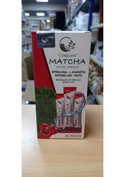 Matcha Spirulina L-Karnitin Mate Bromelain ve Yeşil Çay İçeren Toz 20 Steak Poşet