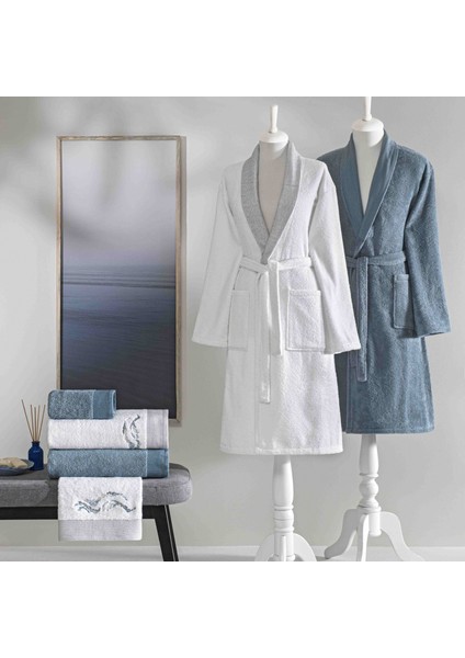 Vera Pure Cotton Pamuk Aile Seti Beyaz Mavi