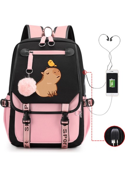 Sıcak Satış Capya Capya Sevimli USB Portu Çok Fonksiyonlu Eğlence Seyahat Sırt Çantaları (Yurt Dışından)