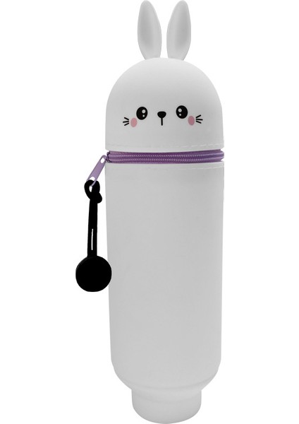 Karikatür Silikon Geri Çekilebilir Kalem Tutucu Kalem Çantası Büyük Kapasiteli Öğrenci Kalem Kırtasiye Saklama Kutusu Sevimli Hayvan Zip Çanta Alt (Yurt Dışından)