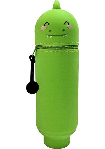 Karikatür Silikon Geri Çekilebilir Kalem Tutucu Kalem Çantası Büyük Kapasiteli Öğrenci Kalem Kırtasiye Saklama Kutusu Sevimli Hayvan Zip Çanta Alt (Yurt Dışından)