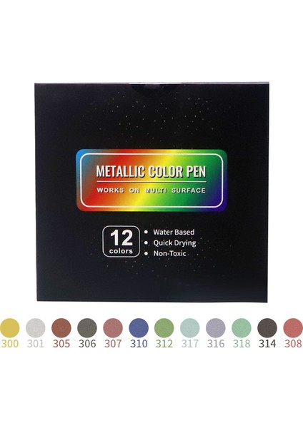 Metalik Akrilik Keçeli Kalemler Kutulu 12 Renk 24 Renk Opak Renkli Keçeli Kalemler Su Bazlı Çocuk Diy Boya Fırçaları (Yurt Dışından)