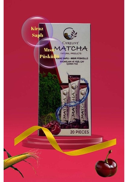 Matcha Kiraz Saplı Mısır Püsküllü Detox Burner Form Maça Macha 20 Paket modelleri