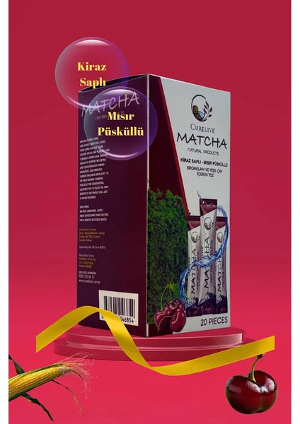 Matcha Kiraz Saplı Mısır Püsküllü Detox Burner Form Maça Macha 20 Paket fırsatları
