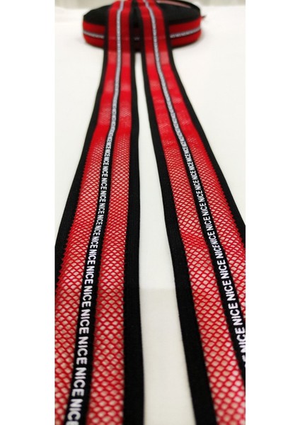 Siyah Kırmızı Fileli Nıce Yazılı Lastik Şerit modelleri