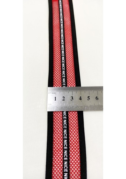 Siyah Kırmızı Fileli Nıce Yazılı Lastik Şerit indirimleri