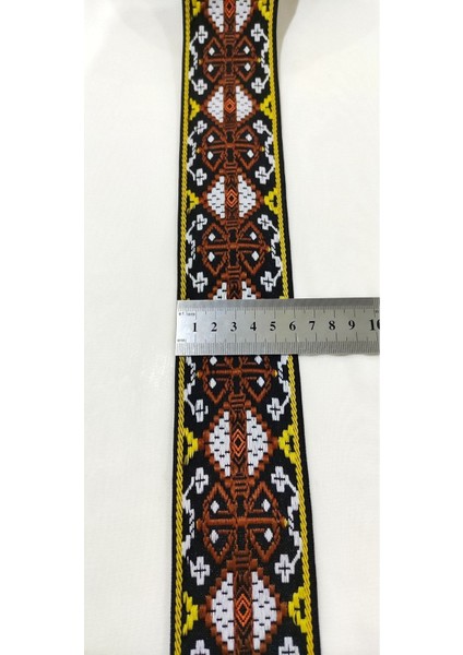 Siyah Sarı Kilim Desen Etnik Şerit fırsatları