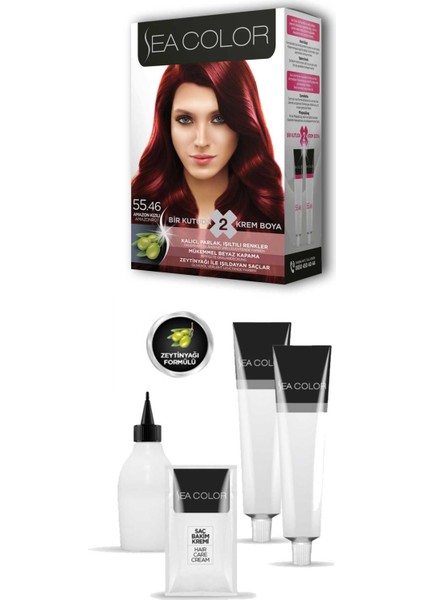 2 Tüp Krem Saç Boyası Seti Amazon Kızılı No:55.46 fiyatları