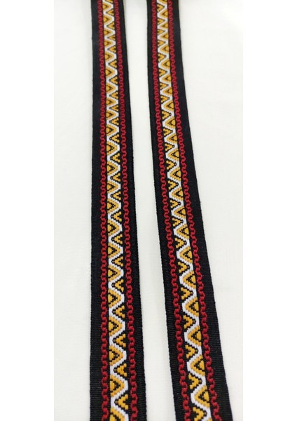 Siyah Kırmızı Turuncu Dar Dokuma Etnik Şerit fiyatları