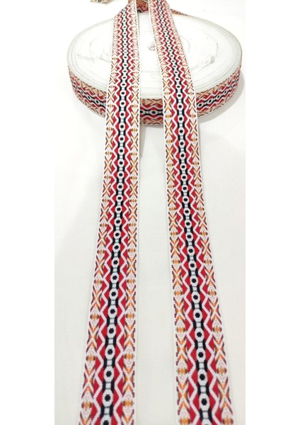 Beyaz Ekru Etnik Dar Dokuma Şerit