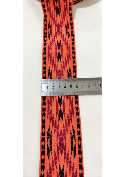 Siyah Turuncu Kilim Desen Etnik Şerit indirimleri
