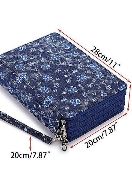 Yeni Büyük Kapasiteli Pu Kalem Çantası Öğrenci Kırtasiye Çantası 200 Delikli Sanat Boyama Saklama Çantası Sanat Çantası (Yurt Dışından)