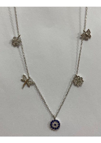 Şans Kolyesi Beşli Gümüş Parçalı Kolyesi fiyatları