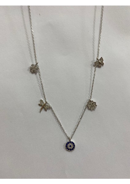 Şans Kolyesi Beşli Gümüş Parçalı Kolyesi modelleri