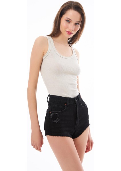 Bej Pamuklu Kalın Askılı Fitilli Kadın Atlet modelleri