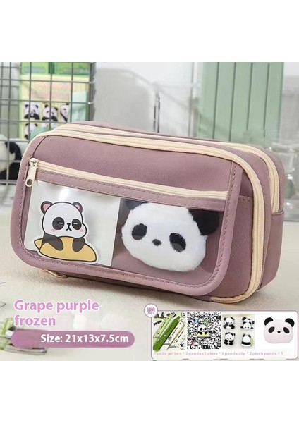 Panda Geliyor Çok Katmanlı Kalem Çantası Niş Gelişmiş Basit Sevimli Kırtasiye Saklama Çantası Büyük Kapasiteli Kalem Çantası Ilkokul ve Ortaokul (Yurt Dışından)