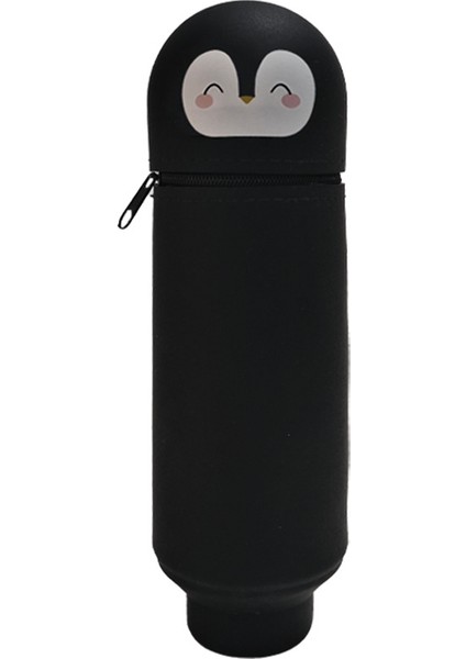 Karikatür Silikon Geri Çekilebilir Kalem Tutucu Kalem Çantası Büyük Kapasiteli Öğrenci Kalem Kırtasiye Saklama Kutusu Sevimli Hayvan Zip Çanta Alt (Yurt Dışından)