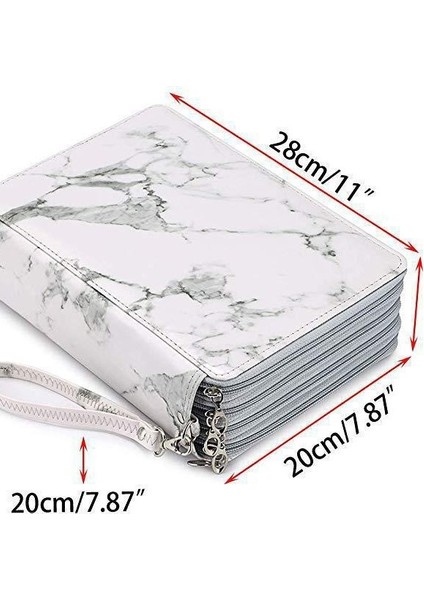 Yeni Büyük Kapasiteli Pu Kalem Çantası Öğrenci Kırtasiye Çantası 200 Delikli Sanat Boyama Saklama Çantası Sanat Çantası (Yurt Dışından)