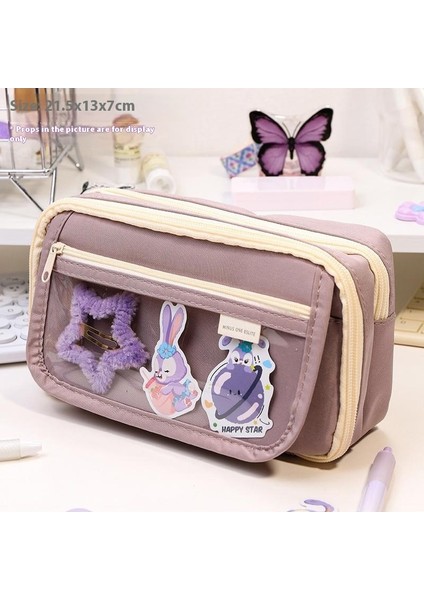 Panda Geliyor Çok Katmanlı Kalem Çantası Niş Gelişmiş Basit Sevimli Kırtasiye Saklama Çantası Büyük Kapasiteli Kalem Çantası Ilkokul ve Ortaokul (Yurt Dışından)