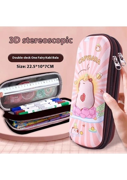25 Yeni 3D Çift Katmanlı Kalem Kutusu Ilkokul Öğrencileri Büyük Kapasiteli Erkek ve Kadın Çocuk Kırtasiye Çantası Kalem Kutusu Kırtasiye Kutusu Depolama (Yurt Dışından)