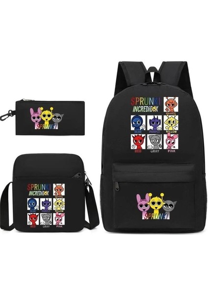 Karikatür Baskı Modası Etrafında Yeni Oyun Çocuk Kalem Çantası Crossbody Çanta Üç Set Sınır Ötesi Ilkokul ve Ortaokul Öğrencileri Okul Çantası (Yurt Dışından)