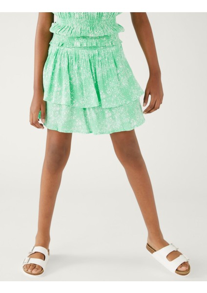 Çiçek Desenli Mini Etek (6-16 Yaş) modelleri