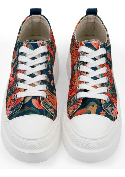 Kadın Vegan Çok Renkli Kalın Taban Sneakers - Garden Birds Tasarım fiyatları