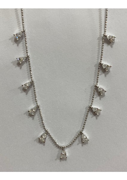 Damla Beyaz Taşlı Gümüş Şans Kolyesi